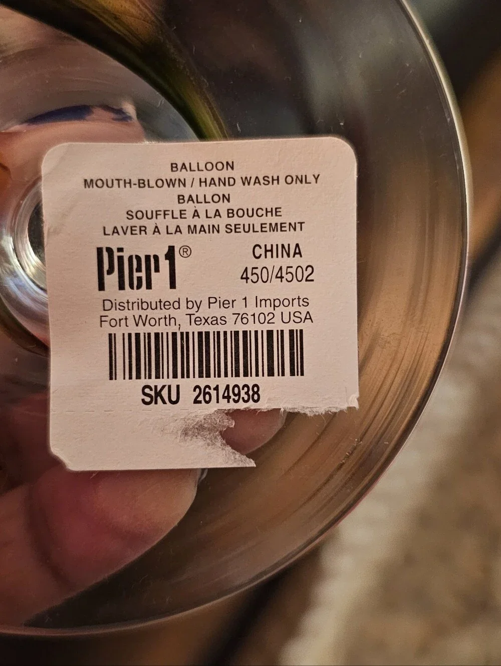 Pier 1 Moth-Blown. Hand-Painted Floral Wine Glasses in Yellow & Green-Set of 4